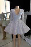 Joskaa Sparkling V-neck A-line Mini Prom Dress With Beading Homecoming Dresses (PRE-ORDER)