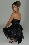 Joskaa Sparkling V-neck A-line Mini Prom Dress With Bow Black Homecoming Dresses (PRE-ORDER)