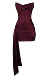 Joskaa Strapless Draped Corset Dress Burgundy Homecoming Dresses Party Dress (PRE-ORDER)