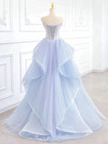 Joskaa Elegant Mermaid Strapless Neckline Blue Sequin Long Prom Dress Evening Dresses (PRE-ORDER)