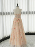 Joskaa Elegant A Line Strapless Neckline Floral Lace Long Prom Dress Evening Dresses (PRE-ORDER)