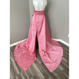 Joskaa Elegant A Line Spaghetti Straps Pink Satin Long Prom Dress Evening Dresses With Pleated (PRE-ORDER)