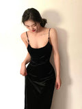 Joskaa Gorgeous Sheath Spaghetti Straps Black Evening Dress Prom Dresses Birthday Outfits (PRE-ORDER)