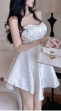 Joskaa Sexy A line Strapless Short White Lace Homecoming Dress (PRE-ORDER)