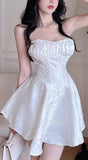 Joskaa Sexy A line Strapless Short White Lace Homecoming Dress (PRE-ORDER)