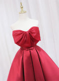 Joskaa Red Satin Short Prom Dress Lovely Red Knee Length Homecoming Dress (PRE-ORDER)