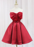 Joskaa Red Satin Short Prom Dress Lovely Red Knee Length Homecoming Dress (PRE-ORDER)