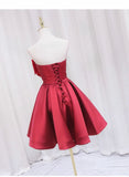 Joskaa Red Satin Short Prom Dress Lovely Red Knee Length Homecoming Dress (PRE-ORDER)