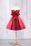 Joskaa Red Satin Short Prom Dress Lovely Red Knee Length Homecoming Dress (PRE-ORDER)