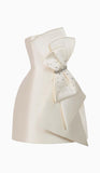 Joskaa Simple Sheath Strapless Ivory Satin Homecoming Dress (PRE-ORDER)