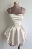 Joskaa White Straps Lace-Up A-Line Short Party Dress Homecoming Dresses (PRE-ORDER)