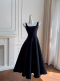 Joskaa Unique A line Straps Satin Black Homecoming Dress th Birthday Outfit (PRE-ORDER)