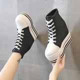 Joskaa 2024 New Black Canvas Platform Sneakers