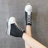 Joskaa 2024 New Black Canvas Platform Sneakers