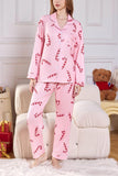 Joskaa Christmas Print Lapel Long Sleeve Loungewear