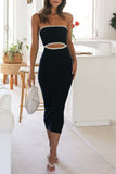 Joskaa Contrast Cutout Strapless Knit Dress