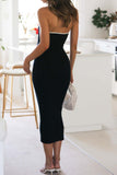 Joskaa Contrast Cutout Strapless Knit Dress