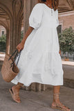 Joskaa Crew Neck Cotton Tiered Dress