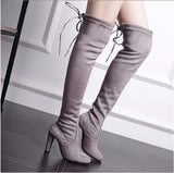 Joskaa New Women Boot Fashion Suede Women Over The Knee Boot Lace Up Sexy High Heels Shoes Woman Slim Thigh High boot Women fr5