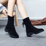 Joskaa Fashion Ankle Elastic Sock Boots Chunky High Heels Stretch Women Autumn Sexy Booties Pointed Toe Women Pump Size 33-43 678