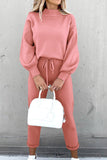 Joskaa Mock Neck Puff Sleeve Sweatshirt Long Pants Suits