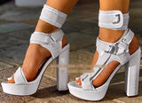 Summer New Style Character Buckle Heel Platform Peep Toe Stiletto Heel Sandals Women's Fashion Sandals