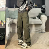 Joskaa masc outfits American Retro High Street Overalls Men's Straight Wide Leg Casual Pants New Fashion Trendy Ins Trousers