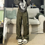 masc outfits American Retro High Street Overalls Men's Straight Wide Leg Casual Pants New Fashion Trendy Ins Trousers