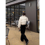 winter outfits men 2024 Small Fashionable Short Fried Street High Waist Thickened Stand Collar Hem Drawstring down Jacket for Women Winter