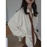 men’s fashion Early Autumn Sweet Cool Niche Shirt Lazy Tie Loose Simple Slimming Shirt for Women