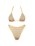 Joskaa Summer Little Fresh Stripes Separates Swimsuit Triangle High Waist Bikini Print Swimming Suit Beach Sexy Bikini