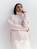 fall brunch outfit 050 Women's New Sweater Loose Half Turtleneck Autumn and Winter Russian Sweater