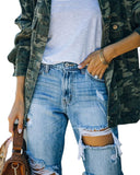 western outfits women New Fashion Ripped Ripped Beggar Jeans Casual Pants Trousers for Women