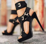 Summer New Style Character Buckle Heel Platform Peep Toe Stiletto Heel Sandals Women's Fashion Sandals