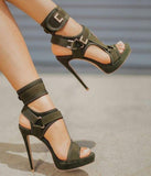 Summer New Style Character Buckle Heel Platform Peep Toe Stiletto Heel Sandals Women's Fashion Sandals