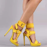 Summer New Style Character Buckle Heel Platform Peep Toe Stiletto Heel Sandals Women's Fashion Sandals