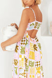 Joskaa Printed Smocked Cutout Cami Dress