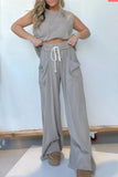 Joskaa Ribbed Tank Top Wide Leg Pants Set