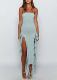 Joskaa Ruffle High Slit Tube Dress