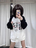 Black Friday Joskaa Kawaii Panda Print Hoodies Women Anime Long Sleeve Sweatshirt Female US(Origin) Style Oversized Streetwear Cutecore Clothes