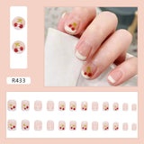 Joskaa Christmas manicure   Fall nails back to school R401-R440 24pcs False Nails Tips with Glitter Design Press on Stick-on Nail Tips for Women and Girls