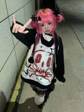 Joskaa Autumn Winter Y2K Subculture Tshirt Long Sleeve Faux Two Piece Harajuku Loose Punk Tees Casual Rock Emo Grunge Aesthetic Tops