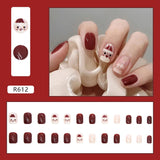 Joskaa Christmas manicure   Fall nails back to school R601-R640 24pcs False Nails Tips with Glitter Design Press on Stick-on Nail Tips for Women and Girls