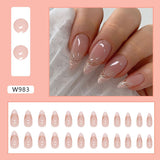 Joskaa Christmas manicure   Fall nails back to school W983 Sweet Glitter False Nails Almond Shape with Irregular Pearl Border for Women