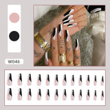 Joskaa Christmas manicure   Fall nails back to school W041-W080 High Appearance False Nails 24pcs Per Box Detachable and Wearable Fake Nails Equipped with Glue