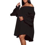 Joskaa Women Sexy Dress Loose Fit Three Layer Off Shoulder Ruffled Long Sleeved Fashionable Casual Dresses For 2025 Fall Plus Size