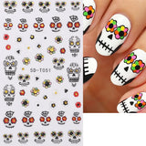 Joskaa 5D Halloween Nail Art Sticker Skull Sliders Head Flower Decals Nails  Anime Design Holiday Decorations For Manicure Accessories