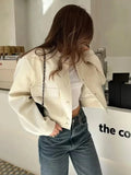 Back To School Joskaa Women Fashion With Pockets Bomber Jacket Coats Vintage Long Sleeve Front Button Casual Female Outerwear Chic Tops