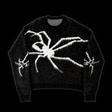 Back To School Joskaa 2024 Fall Fashion  Knitted Women's Sweater vintage Harajuku Plush Spider Web Print Autumn Winter Unisex Hip Hop Streetwear Punk Gothic Sweater