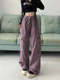 Joskaa Oversize American High Waisted Cargo Pants for Women Y2k Loose Wide Leg  2024 Autumn New Multiple Pockets Trousers